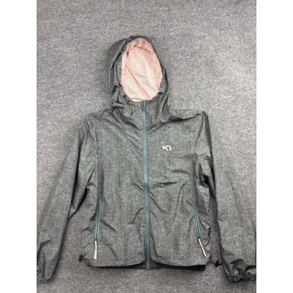 Kari Traa Jacket Womens Medium Green Hooded Lightweight Windbreaker Outdoor Coat